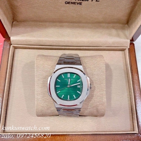 Đồng Hồ Nam Patek Philippe 03 Kim - Quartz - Bạc Mặt Xanh Ngọc - 40mm