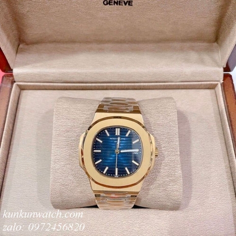 Đồng Hồ Nam Patek Philippe 03 Kim - Quartz - Vàng Mặt Xanh Dương - 40mm