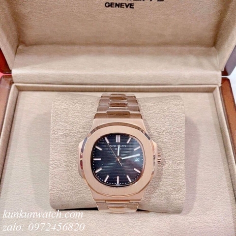 Đồng Hồ Nam Patek Philippe 03 Kim - Quartz - Vàng Hồng Mặt Đen - 40mm