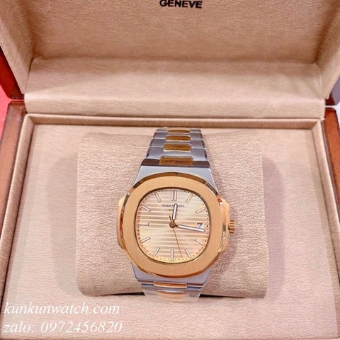 Đồng Hồ Nam Patek Philippe 03 Kim - Quartz - Demi Vàng Mặt Vàng - 40mm