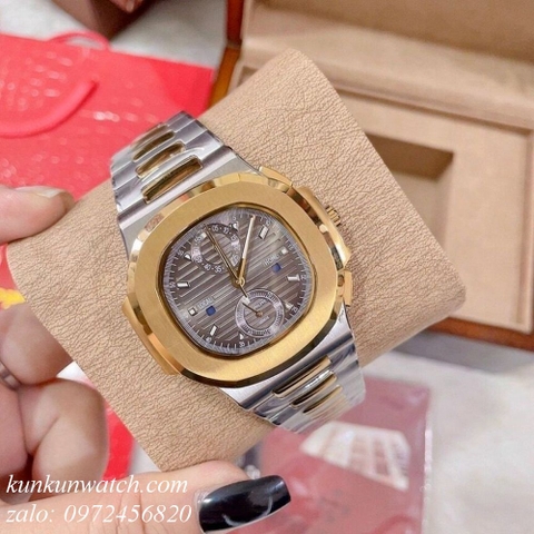 Đồng Hồ Nam Patek Philippe 05 Kim - Quartz - Demi Mặt Xám - 40mm