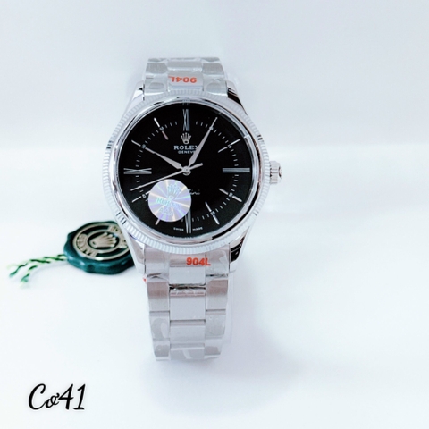 Đồng Hồ Nam Rolex Geneve Cellini Automatic Điểm Số 4 Mốc Giờ Silver Mặt Đen 41mm