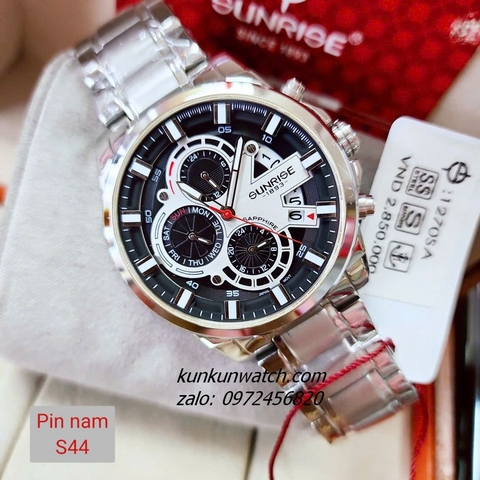 Đồng Hồ Nam Sunrise 1270SA 6 Kim  Kính Sapphire Authentic 44mm