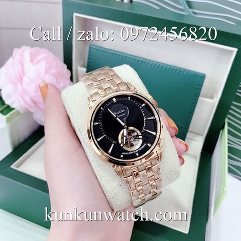 Đồng Hồ Nam Bulova 96A199 - Automatic - Dây Kim Loại ( Vàng Mặt Đen ) -  41mm