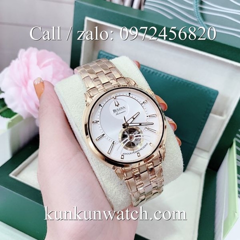 Đồng Hồ Nam Bulova 96A199 - Automatic - Dây Kim Loại ( Vàng Mặt Trắng ) -  41mm