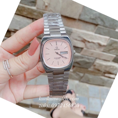 Đồng Hồ Nữ Omega Seamaster Mặt Vuông Hồng 36mm