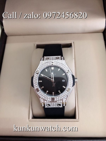 Đồng Hồ Nữ Hublot HLNSR021 - Dây Cao Su Đen Mặt Đen - 34mm