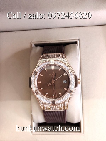 Đồng Hồ Nữ Hublot HLNSV032 - Dây Cao Su Nâu - 34mm