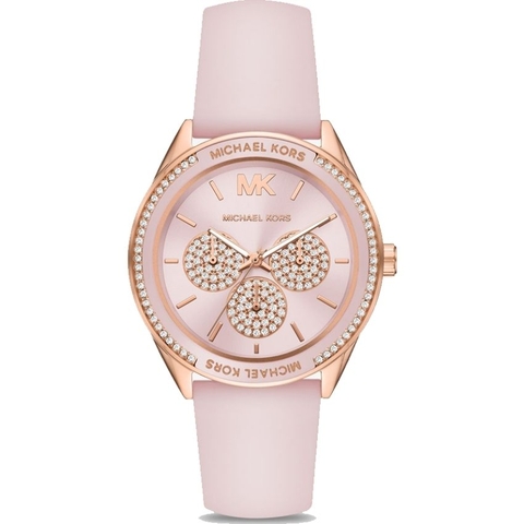 Đồng Hồ Nữ Michael Kors MK6946 Đính Đá 6 Kim Dây Silicone Hồng 40mm