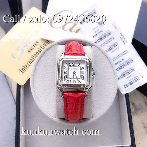 Đồng Hồ Nữ Cartier Montre Ballon CTEND013  - Dây Da Đỏ - 26 x 28mm