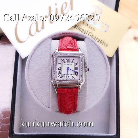 Đồng Hồ Nữ Cartier Montre Ballon CTEND023  - Dây Da Đỏ - 26 x 28mm