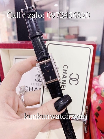 Đồng Hồ Nữ Chanel CNND041 - Dây Da Đen Vỏ Bạc - 19.32mm