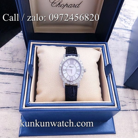 Đồng Hồ Nữ Chopard L'Heure Du Diamant CPND091 - Dây Da Đen Vỏ Bạc - 28 x 32mm