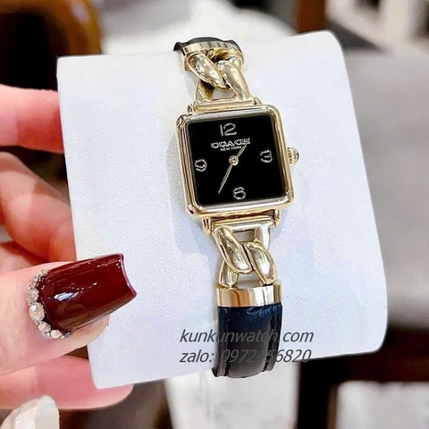 Đồng Hồ Nữ Coach Cass 14504356 Gold Dây Da Đen 22mm