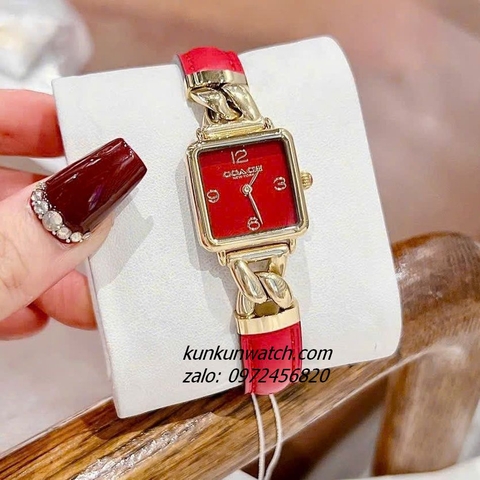 Đồng Hồ Nữ Coach Cass 14504358 Gold Dây Da Đỏ 22mm