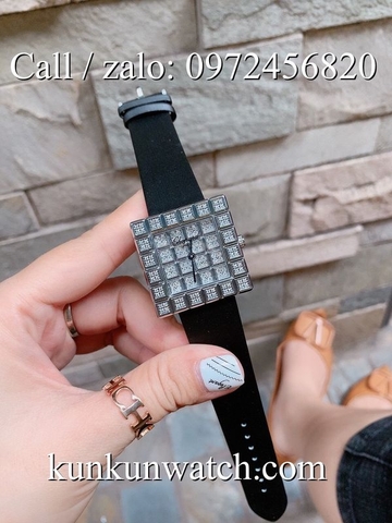 Đồng Hồ Nữ Chopard CPND041 - Mặt Full Đá - Dây Da Đen - 36mm