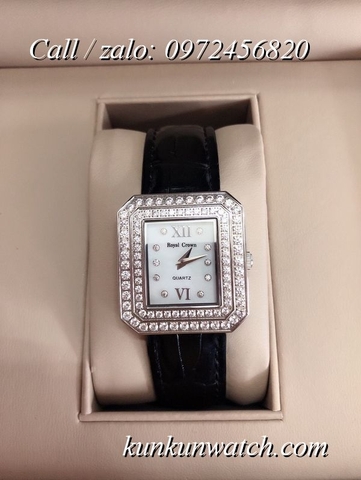 Đồng Hồ Nữ Royal Crown 3619M - Dây Da Đen - 34mm