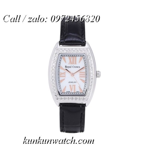 Đồng Hồ Nữ Royal Crown 3635 -  Dây Da Đen - 24 x 30mm