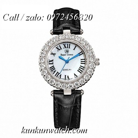 Đồng Hồ Nữ Royal Crown 6305 -  Dây Da Đen - 30mm
