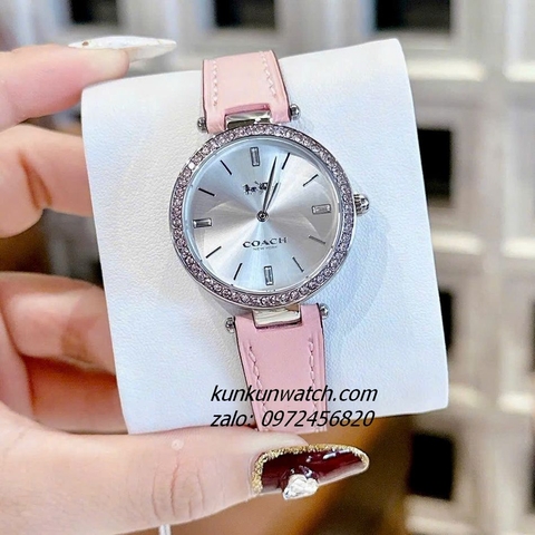 Đồng Hồ Nữ Coach Park Jacquard Signature 14504093 Silver Dây Da Đính Đá 34mm