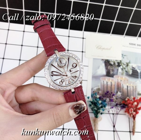 Đồng Hồ Nữ Royal Crown 3850 -  Dây Da Đỏ Tía - 36mm