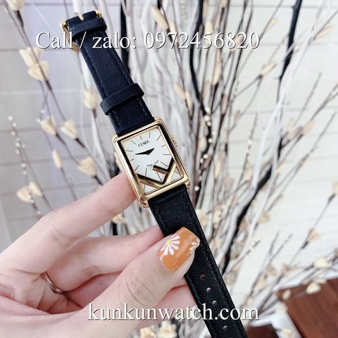 Đồng Hồ Nữ Fendi FDND011 - Dây Da Đen Mặt Trắng - 24 x 32mm