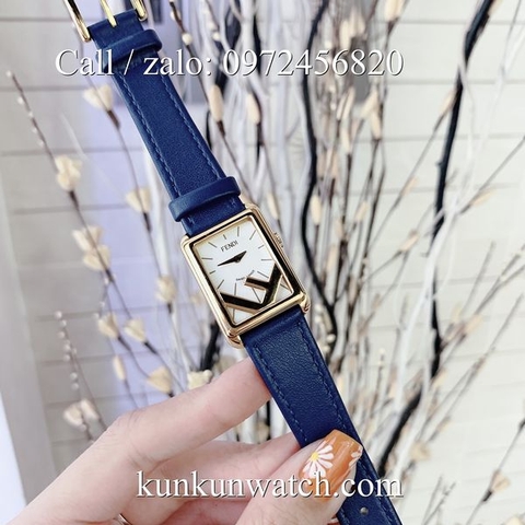 Đồng Hồ Nữ Fendi FDND016 - Dây Da Xanh Dương Vỏ Vàng - 24 x 32mm