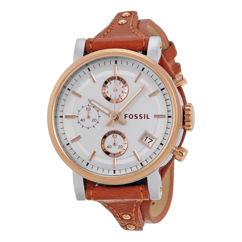 Đồng Hồ Nữ Fossil ES3837 Chronograph 3 Mặt Số Phụ Dây Da 38mm