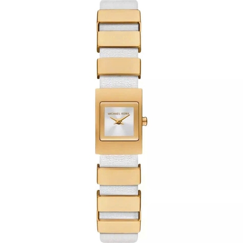 Đồng Hồ Nữ Michael Kors Darrington MK4899 Dây Da Trắng Vỏ Gold Mặt Vuông 14mm