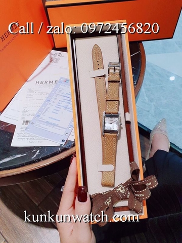 Đồng Hồ Nữ Hermes Cape Cod HMND034 - Dây Da Nâu - Vỏ Bạc - 26mm
