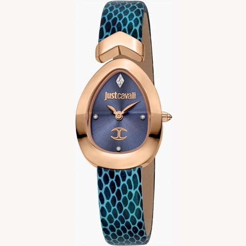 Đồng Hồ Nữ Just Cavalli JC1L321L0055 Rose Gold Dây Da Xanh Mặt Ovan 23.5mm