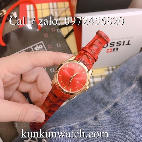 Đồng Hồ Nữ Tissot TSNDTC0191 - Dây Da Đỏ Mặt Đỏ Vỏ Vàng - 32mm