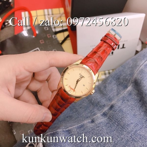 Đồng Hồ Nữ Tissot TSNDTC0192 - Dây Da Đỏ Mặt Vàng Vỏ Vàng - 32mm
