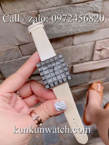 Đồng Hồ Nữ Chopard CPND046 - Mặt Full Đá - Dây Da Trắng - 36mm