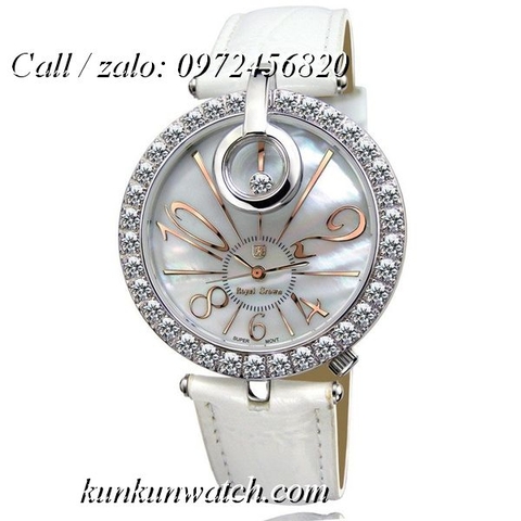 Đồng Hồ Nữ Royal Crown 3850 -  Dây Da Trắng - 36mm