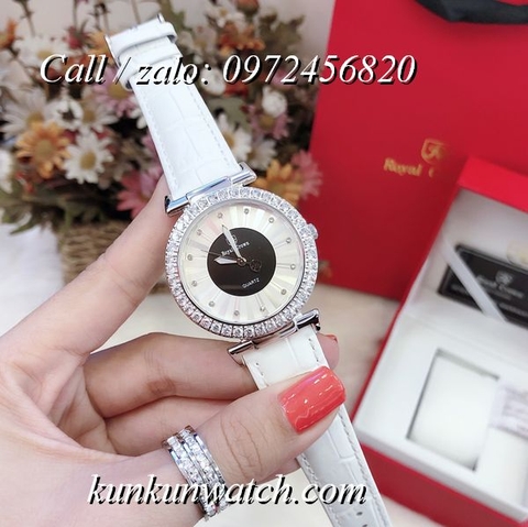 Đồng Hồ Nữ Royal Crown 4611P -  Dây Da Trắng - 36mm