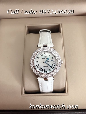 Đồng Hồ Nữ Royal Crown 6305 -  Dây Da Trắng - 30mm