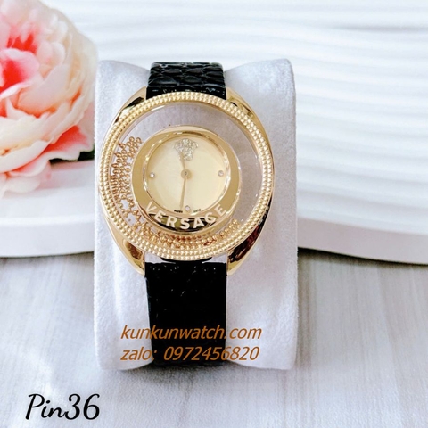 Đồng Hồ Nữ Versace Destiny Spirit Micro Dây Da Đen Gold 36mm