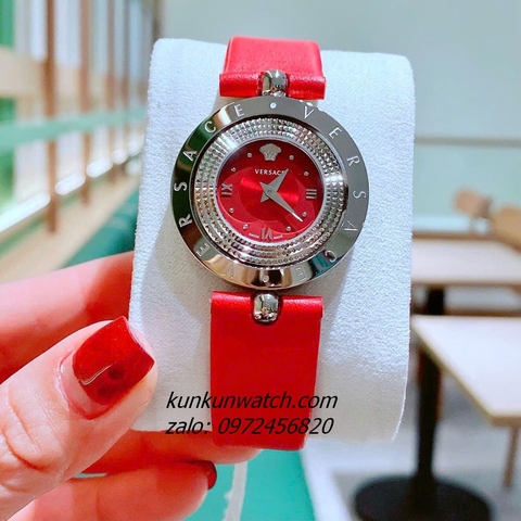 Đồng Hồ Nữ Versace Eon Pour Femmes Silver Dây Da Đỏ 34mm