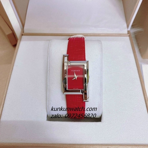 Đồng Hồ Nữ Versace Greca Icon Da Đỏ Silver 39x21mm