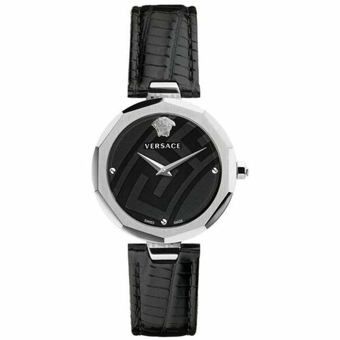 Đồng Hồ Nữ Versace Idyia - Dây Da Đen Vỏ Bạc -  36mm