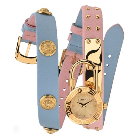 Đồng Hồ Nữ Versace Medusa Lock Icon - Dây Da Xanh Hồng - 22mm