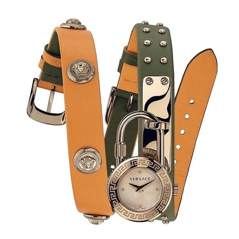 Đồng Hồ Nữ Versace Medusa Lock Icon - Dây Da Xanh Cam - 22mm