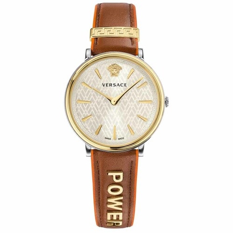 Đồng Hồ Nữ Versace V-Circle Manifesto Unified - Dây Da Nâu - 38mm