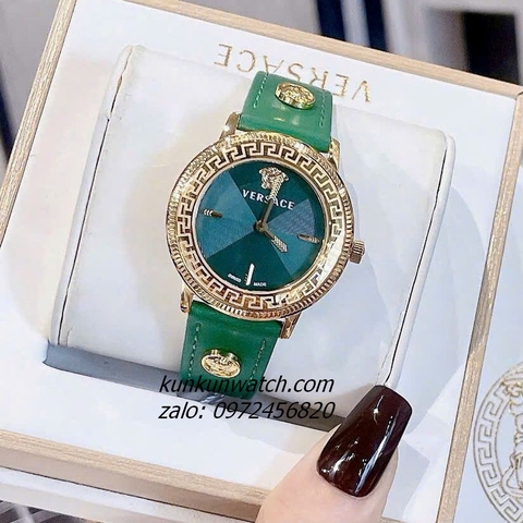 Đồng Hồ Nữ Versace V-Tribute Dây Da Xanh Lá 36mm