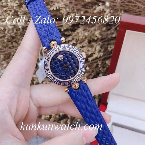 Đồng Hồ Nữ Versace Vanitas Mini - Dây Da Xanh - 30mm