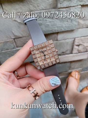 Đồng Hồ Nữ Chopard CPND044 - Mặt Full Đá - Dây Da Xám - 36mm