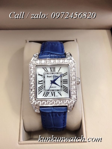 Đồng Hồ Nữ Royal Crown 6104 -  Dây Da Xanh Dương - 34mm
