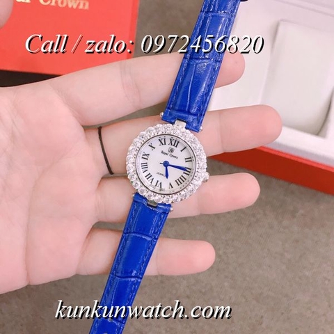 Đồng Hồ Nữ Royal Crown 6305 -  Dây Da Xanh Dương - 30mm