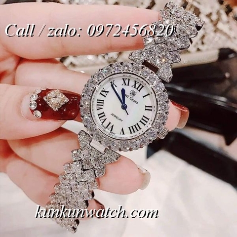 Đồng Hồ Nữ Royal Crown 6305 -  Dây Gắn Đá Vỏ Bạc - 30mm
